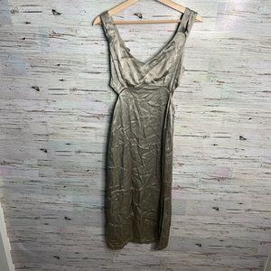 Topshop cut out dress gold silver midi size 6
